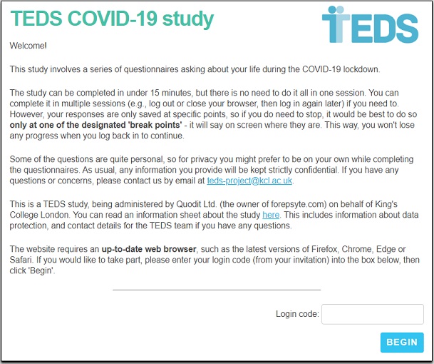 Covid phase 1 welcome screen