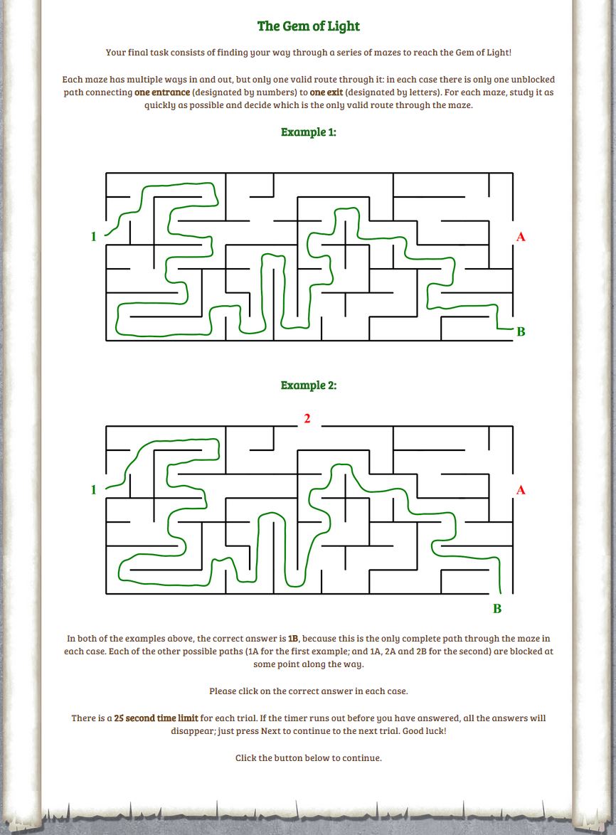 Mazes test instructions