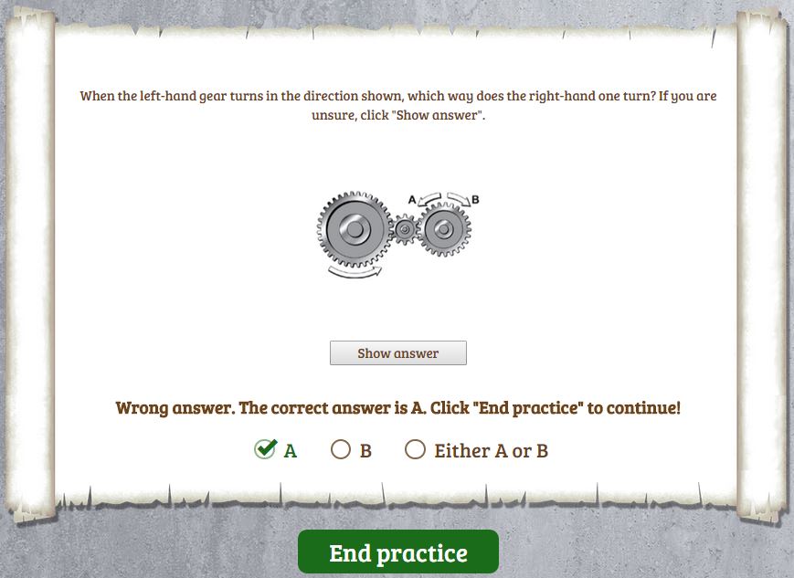 Mechanical reasoning practice item